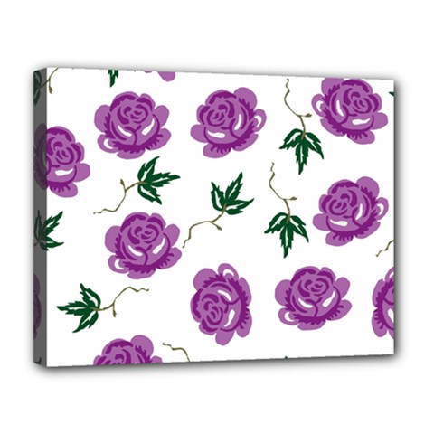 Purple Roses Pattern Wallpaper Background Seamless Design Illustration Canvas 14  X 11  by Nexatart