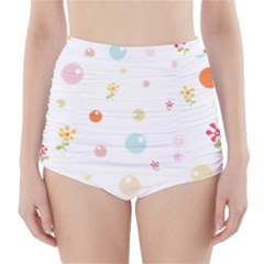 Flower Floral Star Balloon Bubble High-waisted Bikini Bottoms by Mariart