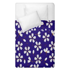 Star Flower Blue White Duvet Cover Double Side (single Size) by Mariart