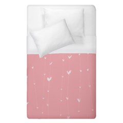 Pink Background With White Hearts On Lines Duvet Cover (single Size) by TastefulDesigns