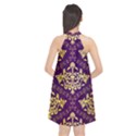 Flower Purplle Gold Halter Neckline Chiffon Dress  View2