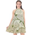 Leaf Sexy Green Gray Halter Neckline Chiffon Dress  View1