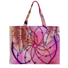 Watercolor Cute Dreamcatcher With Feathers Background Zipper Mini Tote Bag by TastefulDesigns