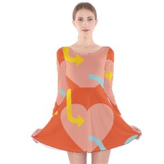 Illustrated Zodiac Love Heart Orange Yellow Blue Long Sleeve Velvet Skater Dress by Mariart