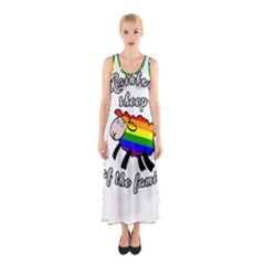 Rainbow Sheep Sleeveless Maxi Dress by Valentinaart