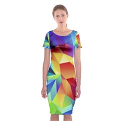 Triangles Space Rainbow Color Classic Short Sleeve Midi Dress