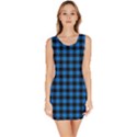 Lumberjack Fabric Pattern Blue Black Sleeveless Bodycon Dress View1