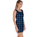 Lumberjack Fabric Pattern Blue Black Sleeveless Bodycon Dress View3