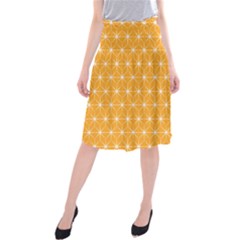 Yellow Stars Iso Line White Midi Beach Skirt by Mariart