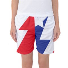 Three Colors Blue White Line Star Women s Basketball Shorts by Mariart