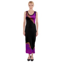 Buffalo Fractal Black Purple Space Fitted Maxi Dress