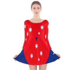 Love Heart Star Circle Polka Moon Red Blue White Long Sleeve Velvet Skater Dress by Mariart