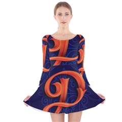 Marquis Love Dope Lettering Blue Red Orange Alphabet P Long Sleeve Velvet Skater Dress by Mariart