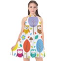 Cute Owl Halter Neckline Chiffon Dress  View1