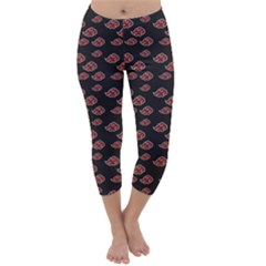 Cloud Red Brown Capri Winter Leggings  by Mariart