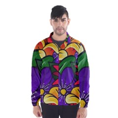 Bright Flowers Floral Sunflower Purple Orange Greeb Red Star Wind Breaker (men) by Mariart