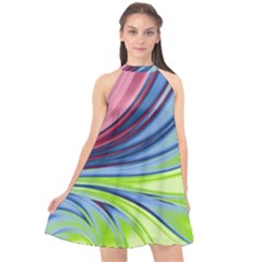 Colors Halter Neckline Chiffon Dress 