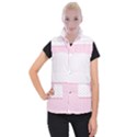 Love Polka Dot White Pink Line Women s Button Up Puffer Vest View1