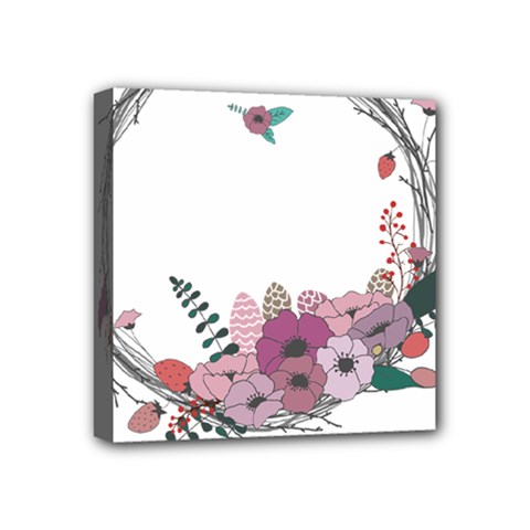 Flowers Twig Corolla Wreath Lease Mini Canvas 4  X 4  by Nexatart