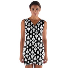 Dark Horse Playing Card Black White Wrap Front Bodycon Dress by Mariart