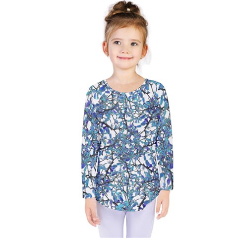 Modern Nouveau Pattern Kids  Long Sleeve Tee by dflcprintsclothing