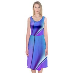 Line Blue Light Space Purple Midi Sleeveless Dress