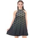 Hexagons Honeycomb Halter Neckline Chiffon Dress  View1