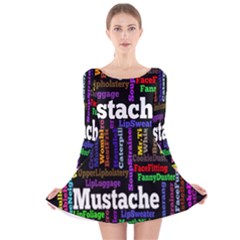 Mustache Long Sleeve Velvet Skater Dress by Mariart