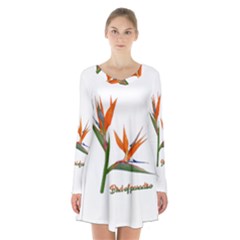 Bird Of Paradise Long Sleeve Velvet V-neck Dress by Valentinaart