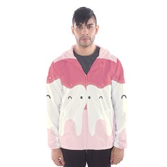 Sad Tooth Pink Hooded Wind Breaker (men) by Mariart