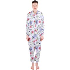 Floral Pattern Hooded Jumpsuit (ladies)  by ValentinaDesign