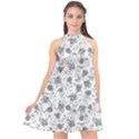 Floral pattern Halter Neckline Chiffon Dress  View1