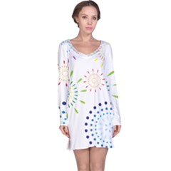 Fireworks Illustrations Fire Partty Polka Long Sleeve Nightdress by Mariart