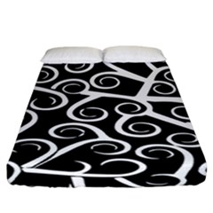 Koru Vector Background Black Fitted Sheet (california King Size)