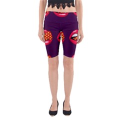 Lip Vector Hipster Example Image Star Sexy Purple Red Yoga Cropped Leggings by Mariart