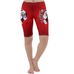 Funny Santa Claus  On Red Background Cropped Leggings  by FantasyWorld7