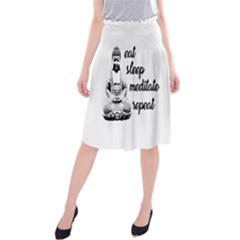 Eat, Sleep, Meditate, Repeat  Midi Beach Skirt by Valentinaart