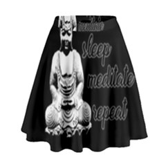 Eat, Sleep, Meditate, Repeat  High Waist Skirt by Valentinaart