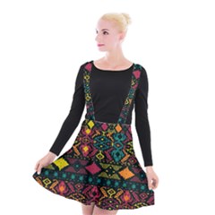 Bohemian Patterns Tribal Suspender Skater Skirt by BangZart