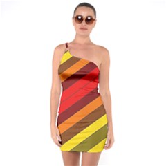 Abstract Bright Stripes One Soulder Bodycon Dress by BangZart