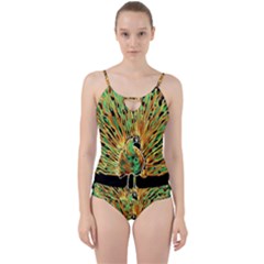 Unusual Peacock Drawn With Flame Lines Cut Out Top Tankini Set by BangZart