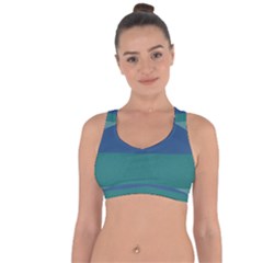 Blue Gradient Glitter Texture Pattern  Cross String Back Sports Bra