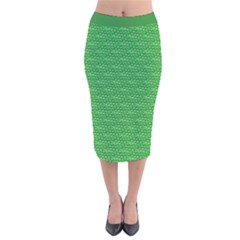 Green Scales Velvet Midi Pencil Skirt by Brini