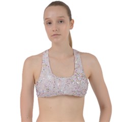 White Sparkle Glitter Pattern Criss Cross Racerback Sports Bra