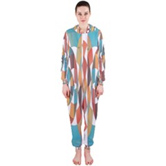 Colorful Geometric Abstract Hooded Jumpsuit (ladies)  by linceazul