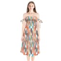 Colorful Geometric Abstract Shoulder Tie Bardot Midi Dress View1