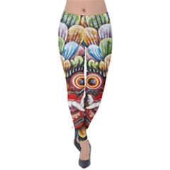 Wood Sculpture Bali Logo Velvet Leggings by BangZart