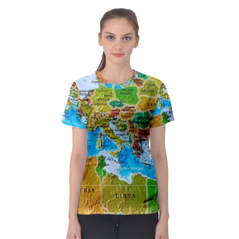 World Map Women s Sport Mesh Tee by BangZart