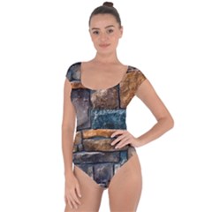 Brick Wall Pattern Short Sleeve Leotard 