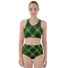 Dark Green Diagonal Plaid Bikini Swimsuit Spa Swimsuit 